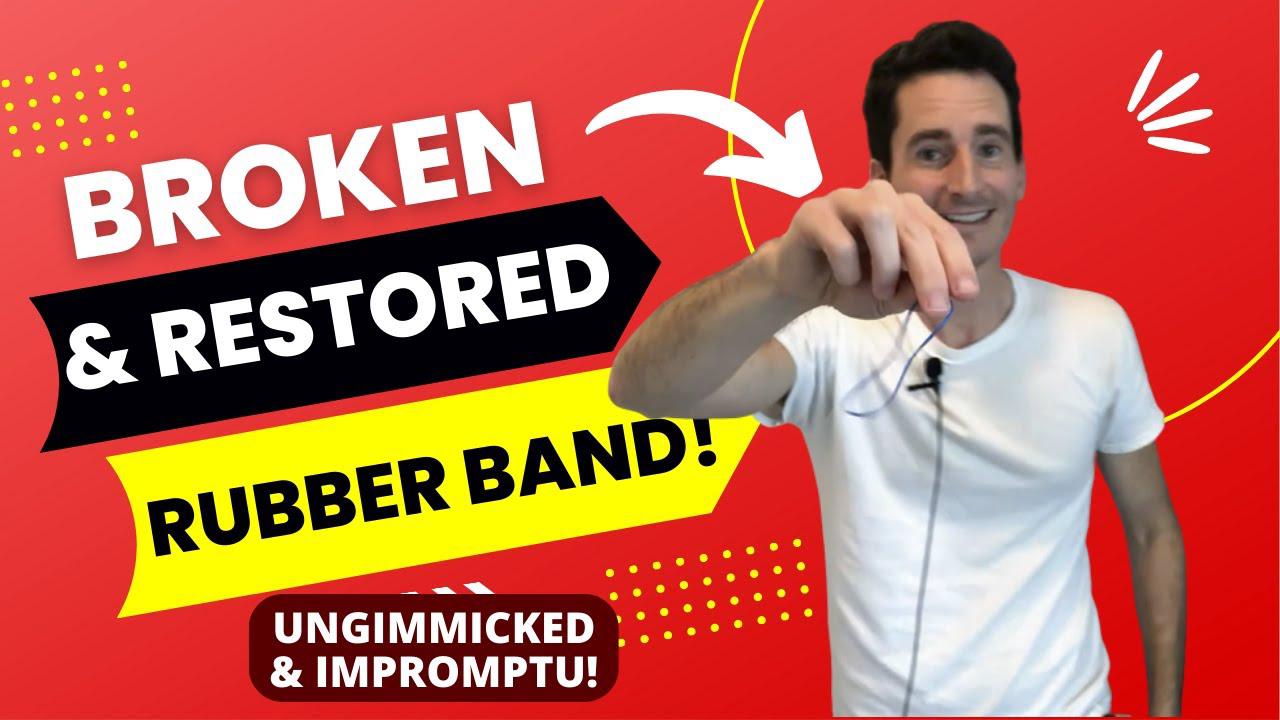 'Video thumbnail for BROKEN & RESTORED Rubber Band! (UNGIMMICKED & Impromptu Rubber Band Magic Trick Tutorial)'