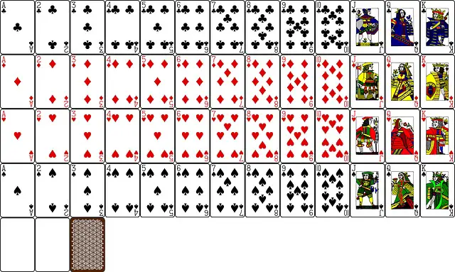 Standard deck of 52 cards