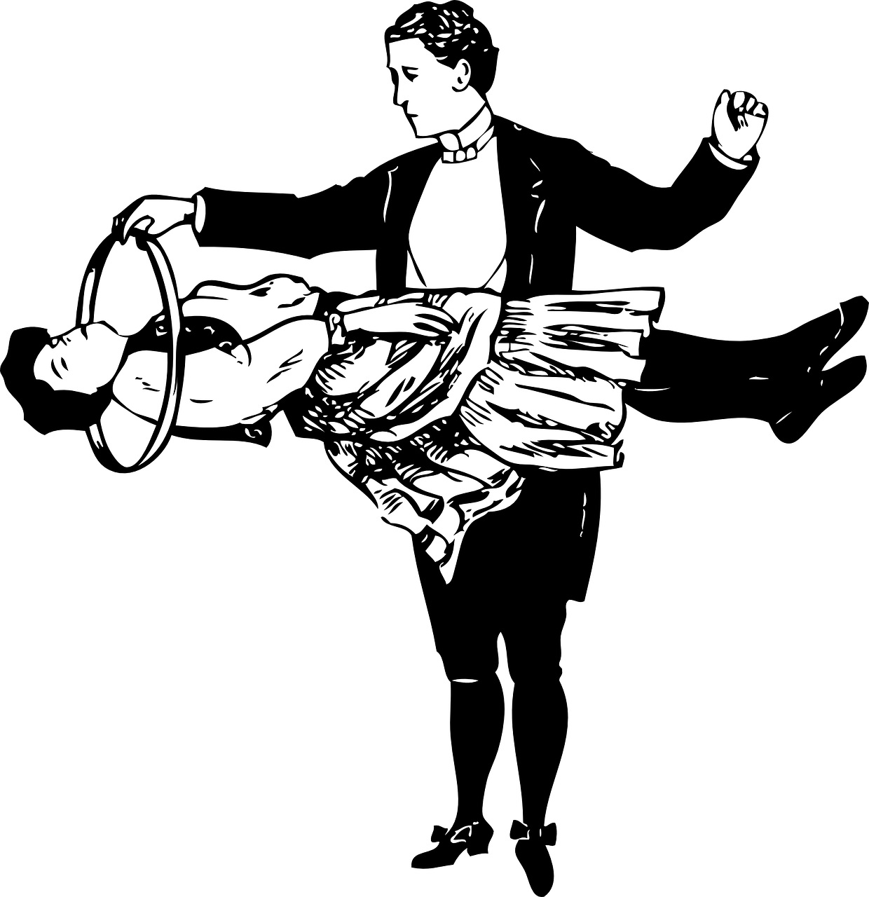 Magician with assistant floating